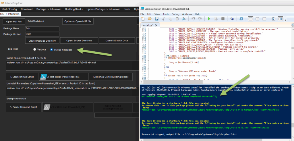 Better MSIEXEC Error handling IntunePrepTool