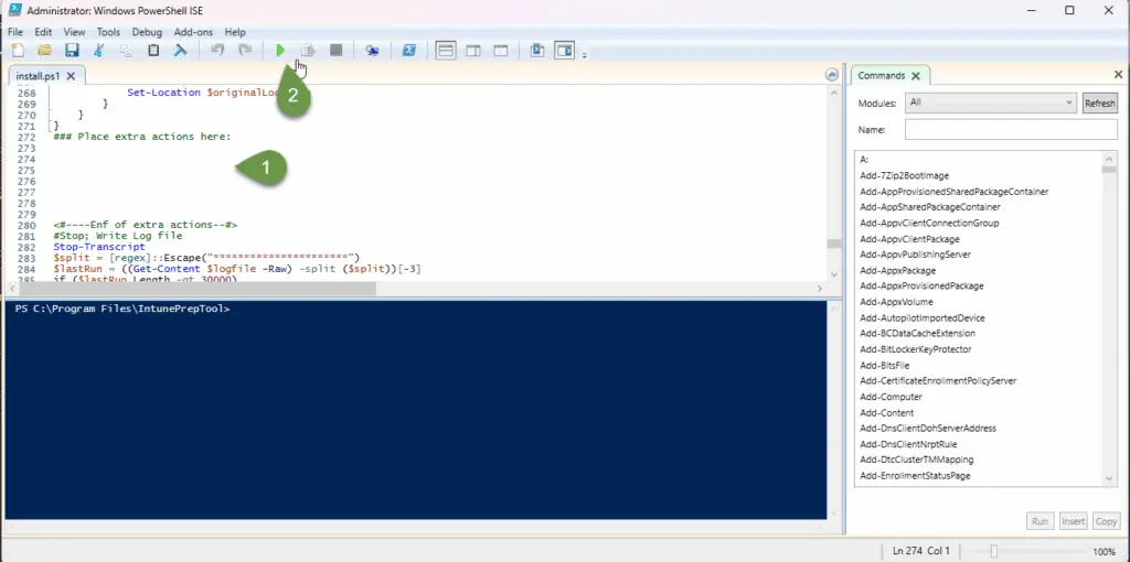 Test MSI install script in Powershell_ISE
