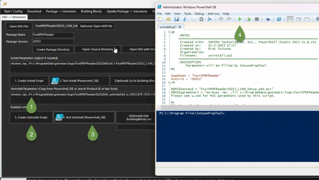 Create and test Uninstall script